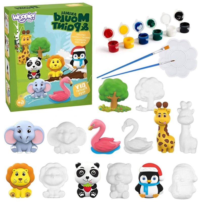 woopie-zestaw-kreatywny-z-farbami-diy-zrob-odlewy-gipsowe-figurki-i-pomaluj-zestaw-zwierzatka Woopie DIY gyvūnėlių dažymo rinkinys: pasigaminkite gipso figūrėles ir jas nudažykite - Image 1